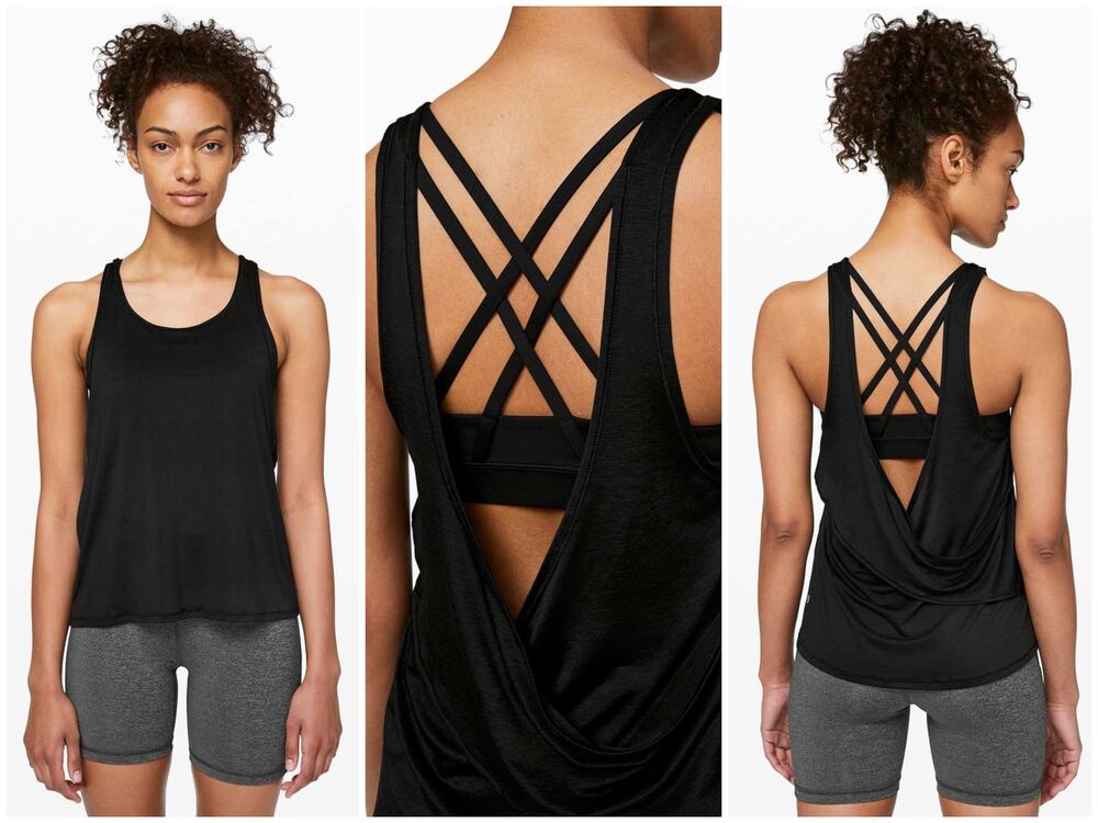 Lululemon Reenergized 2-in-1 Bra Tank Black Size 4 Open Back #W1BOJS
